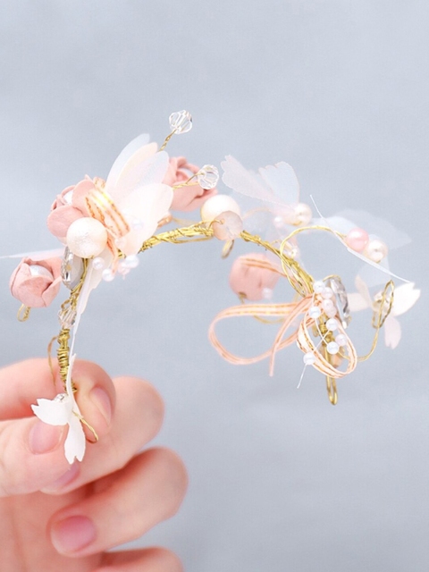 

Yellow Chimes Women White & Pink Pearls Cuff Bracelet