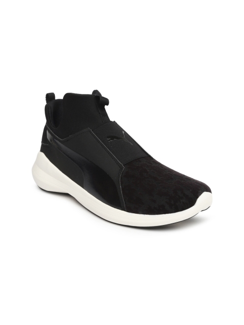 

Puma Women Black Solid Rebel VR Mid-Top Slip-On Sneakers