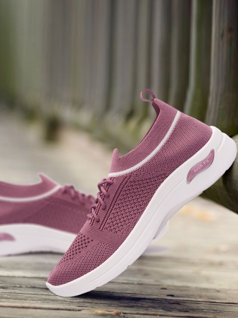 

RINDAS Women Mauve Woven Design Walking Sneakers
