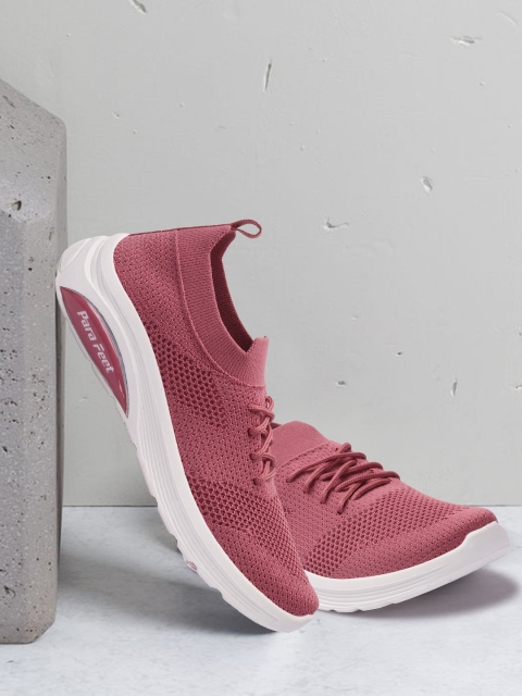 

RINDAS Women Pink Woven Design Lightweight Sneakers