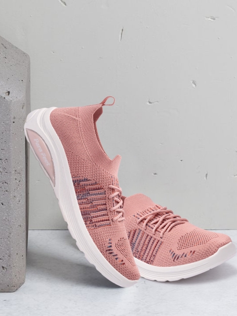 

RINDAS Women Peach-Coloured Woven Design Lightweight Sneakers