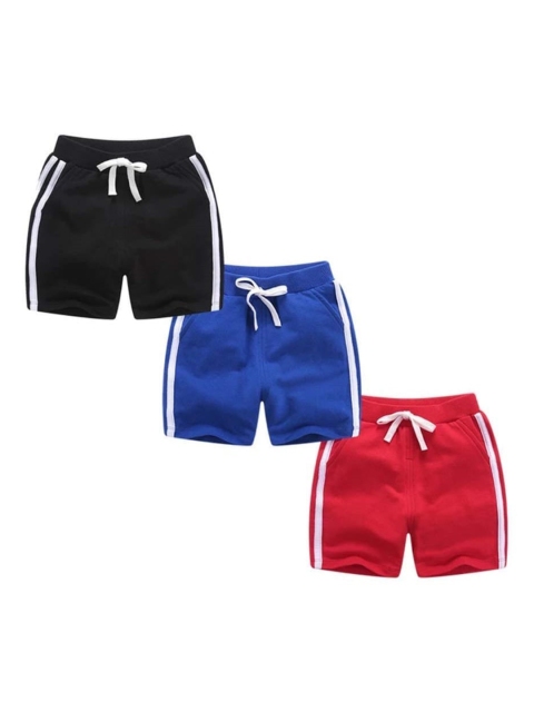 

KYDA KIDS Boys Pack Of 3 Black Blue & Red Shorts
