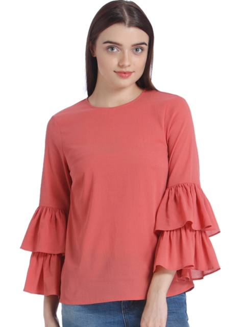 

Vero Moda Women Coral Orange Solid Top