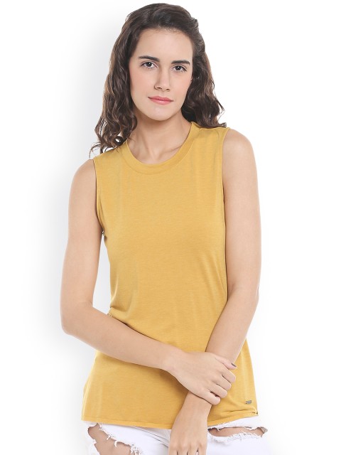 

Vero Moda Women Mustard Yellow Solid Top