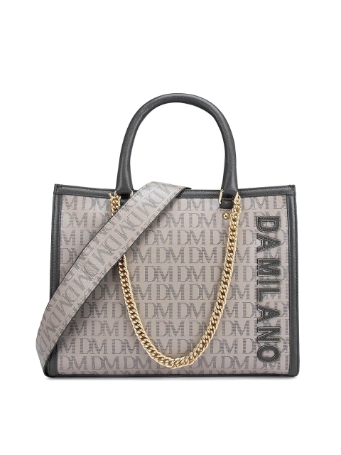 

Da Milano Women Beige Printed Leather Oversized Swagger Handheld Bag