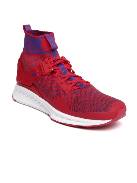 

Puma Unisex Red Mesh Ignite evoKNIT Mid-Top Running Shoes