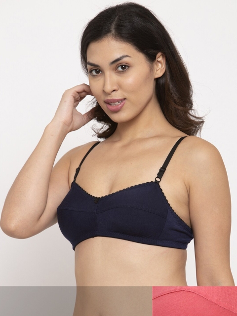 

Innocence Pack Of 2 Coral & Black Non-Wired Non-Padded Bra