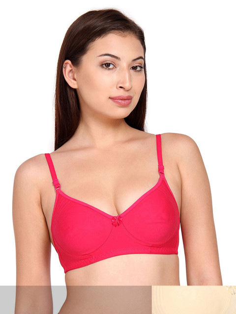 

Innocence Pack Of 2 Fuchsia & Beige Non Padded & Non-Wired Bra