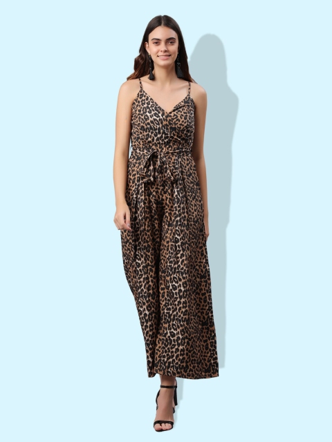 

PRETTY LOVING THING Women Brown & Black Printed Basic Jumpsuit