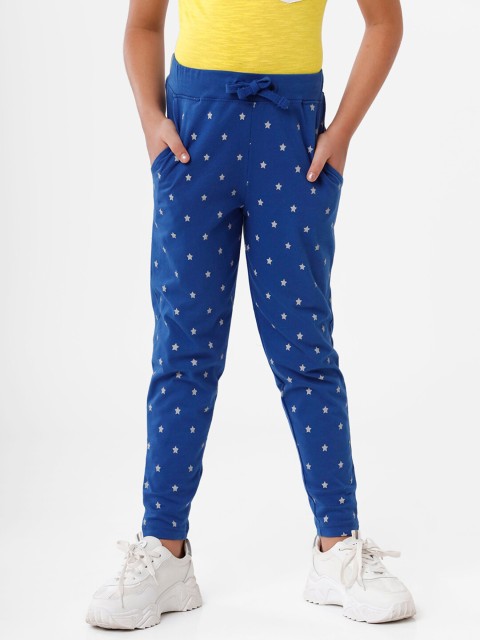 

De Moza Girls Navy Blue Printed Pleated Trousers