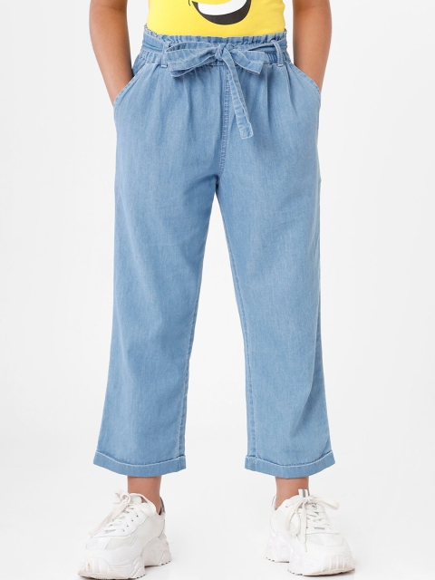 

De Moza Girls Blue Solid Loose Fit Cotton Culottes