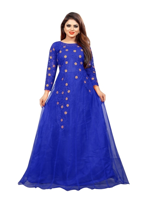 

APNISHA Blue Embellished Net Maxi Dress