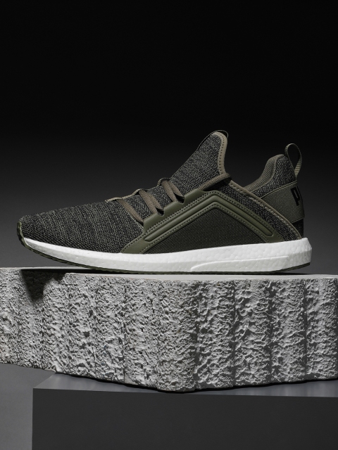 

Puma Men Olive Green & Grey Mega NRGY Knit Running Shoes