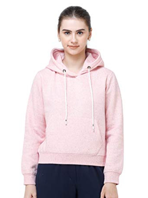 

DECHEN Women Pink Hooded Sweatshirt