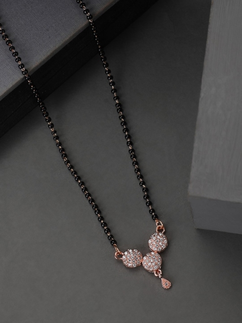 

Vita Bella Rose Gold-Plated & Black Beaded Mangalsutra