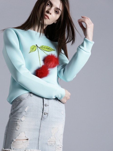 

Kook N Keech Women Blue Printed Sweatshirt