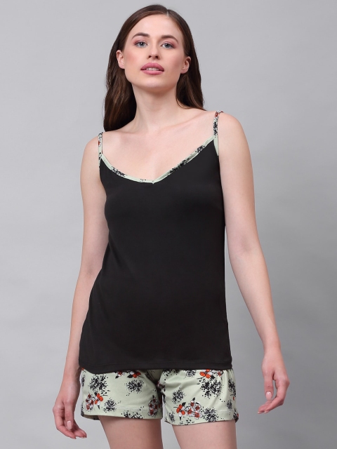 

NEUDIS Women Black & Green Night suit