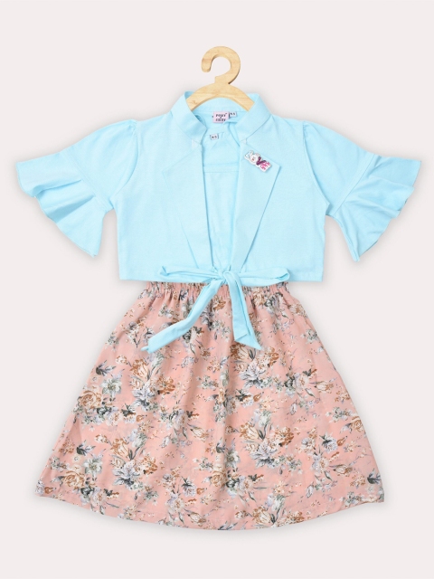 

POMY & JINNY Turquoise Blue Floral Dress