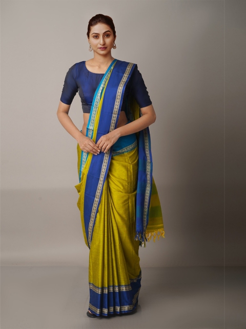 

Unnati Silks Green & Blue Silk Cotton Narayan Peth Saree