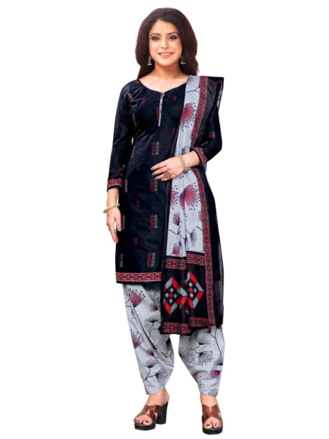 

INDIAN HERITAGE Black & White Printed Unstitched Dress Material