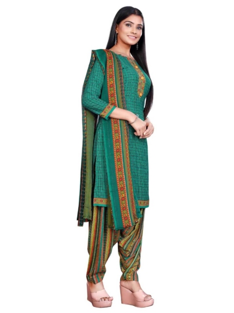 

INDIAN HERITAGE Women Green & Red Printed Unstitched Dress Material