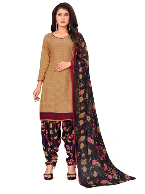 

INDIAN HERITAGE Women Khaki & Brown Printed Unstitched Dress Material