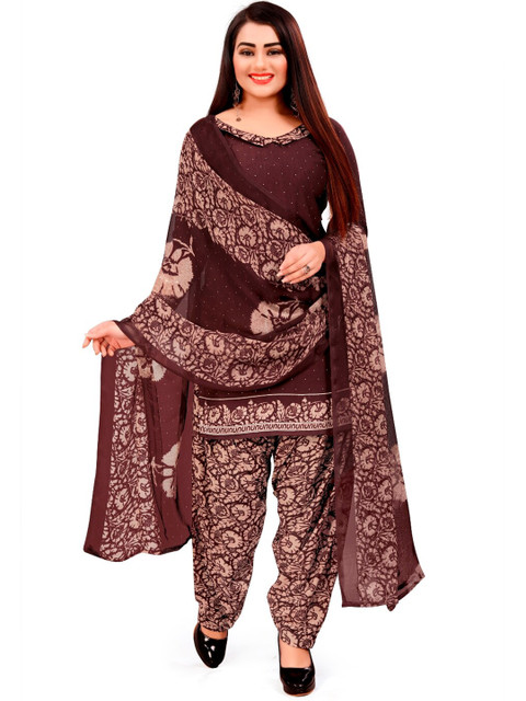

INDIAN HERITAGE Women Brown & Beige Printed Unstitched Dress Material