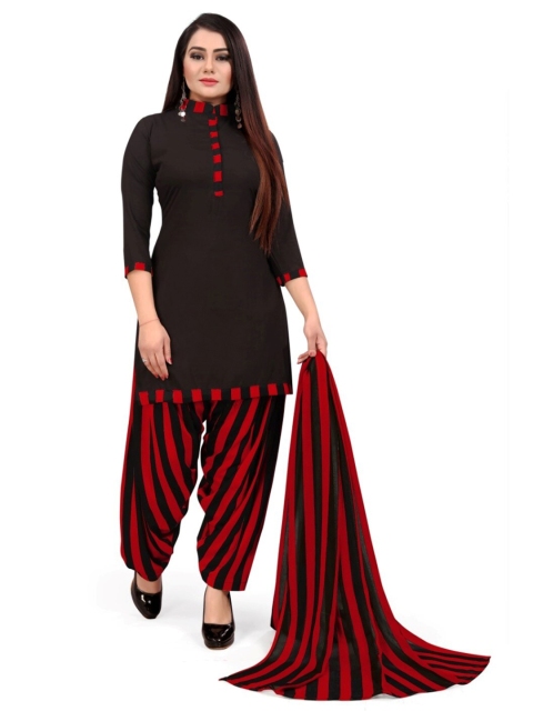 

INDIAN HERITAGE Black & Red Unstitched Dress Material