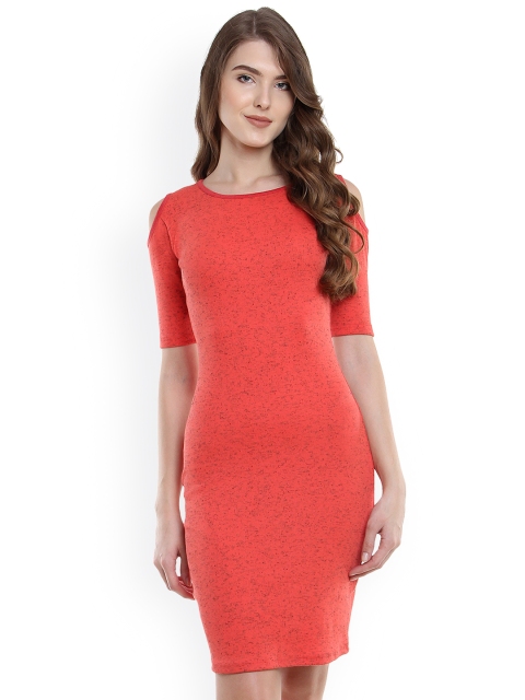 

Miss Chase Women Coral Orange Solid Bodycon Dress