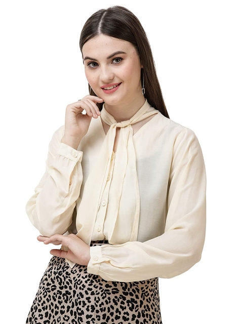 

DECHEN Women Cream-Coloured Slim Fit Casual Shirt