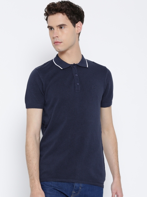 

United Colors of Benetton Men Navy Solid Polo Collar T-shirt, Navy blue