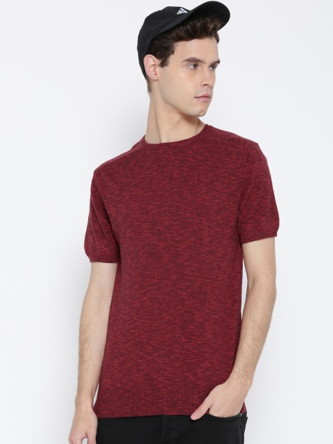 

United Colors of Benetton Men Rust Red Solid Sweater