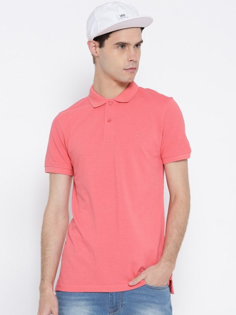 

United Colors of Benetton Men Pink Solid Polo Collar T-shirt