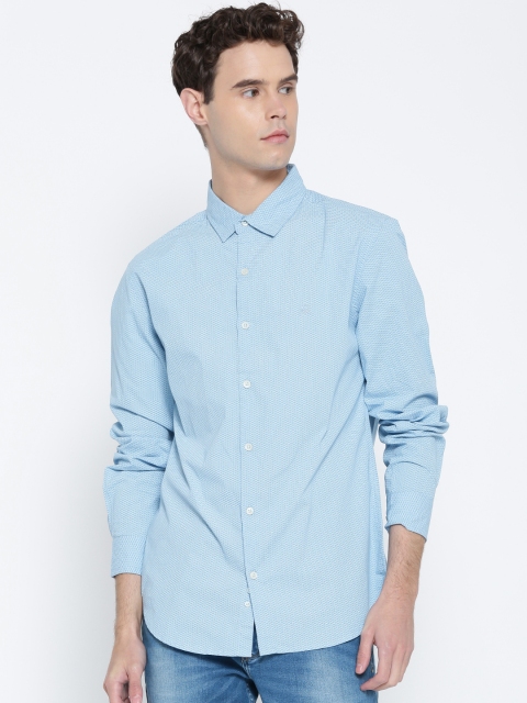 

United Colors of Benetton Men Blue Slim Fit Printed Casual Shirt