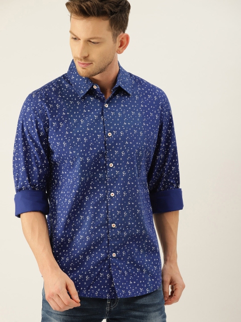 

United Colors of Benetton Men Blue Slim Fit Printed Casual Shirt