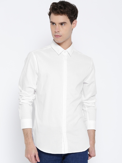 

United Colors of Benetton Men White Slim Fit Solid Casual Shirt