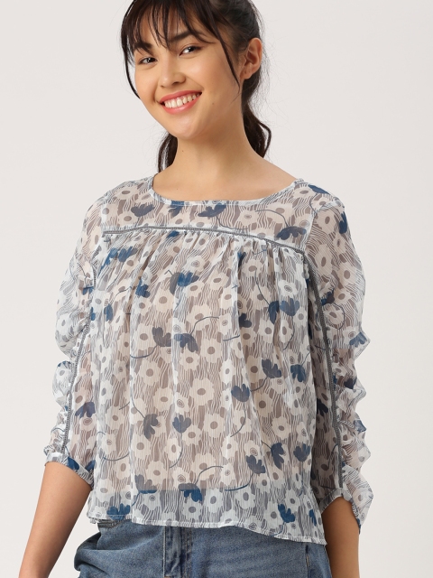 

DressBerry Women Grey Printed Lightweight Top