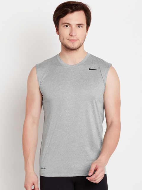 

Nike Men Grey Melange AS Dry LGD 2.0 Solid Round Neck Training T-shirt