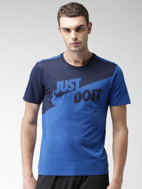 

Nike Men Blue Printed Round Neck ASYM JDI T-shirt