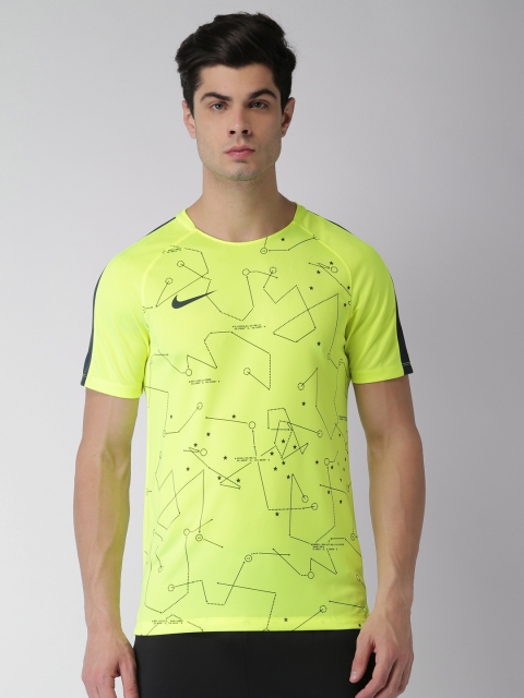 

Nike Men Fluorescent Green AS NYR M NK DRY SQD Printed T-shirt