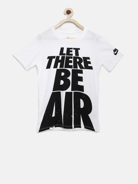 

Nike Boys White Printed LET THERE BE AIR Round Neck T-shirt
