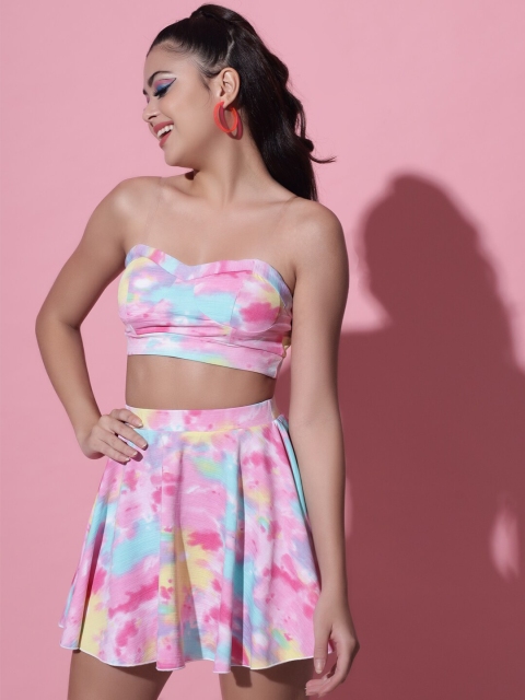 

Darzi Women Pink & Sea Green Dyed Polyester Co-Ords