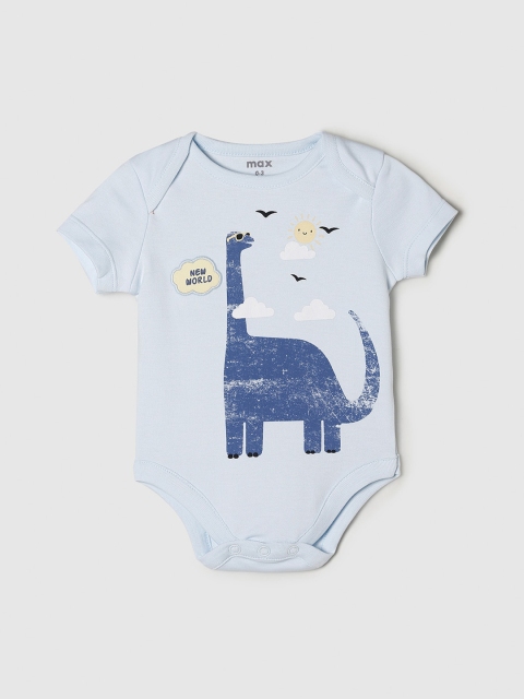 

max Infant Boys Printed Pure Cotton Romper Gift Set - Pack Of 3, Blue