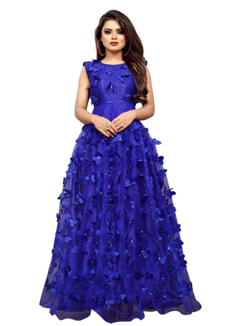 

APNISHA Blue Net Maxi Semi-Stitched Gown