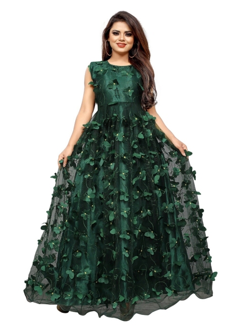 

APNISHA Green Net Maxi Semi-Stitched Gown
