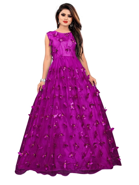 

APNISHA Women Purple Floral Net Ethnic Maxi Maxi Dress