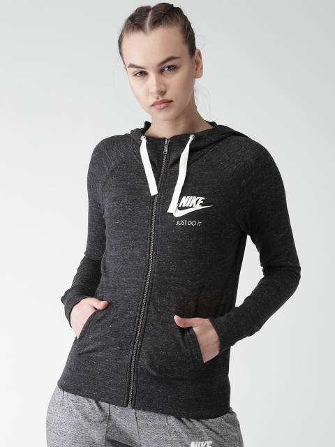 

Nike Women Charcoal Solid AS W NSW GYM VNTG Hooded Jacket