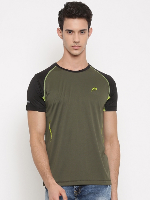 

Proline Active Men Olive Green & Black T-shirt