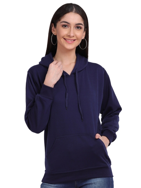 

Mad Over Print Women Navy Blue Hooded Sweatshirt