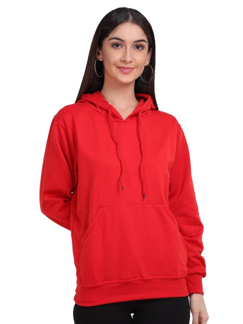 

Mad Over Print Women Red Hooded Sweatshirt